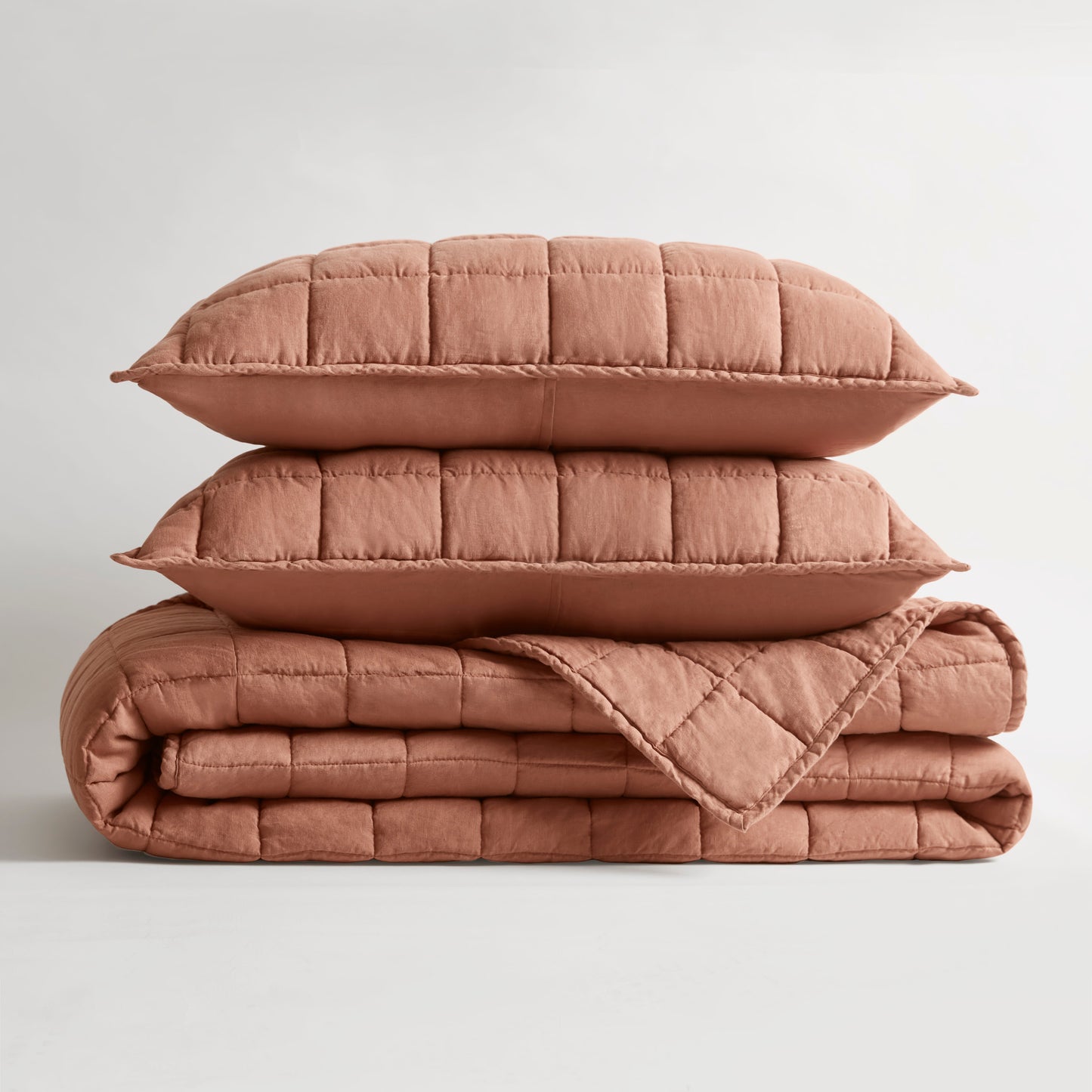 French Flax Linen Garment Washed Quilt Set