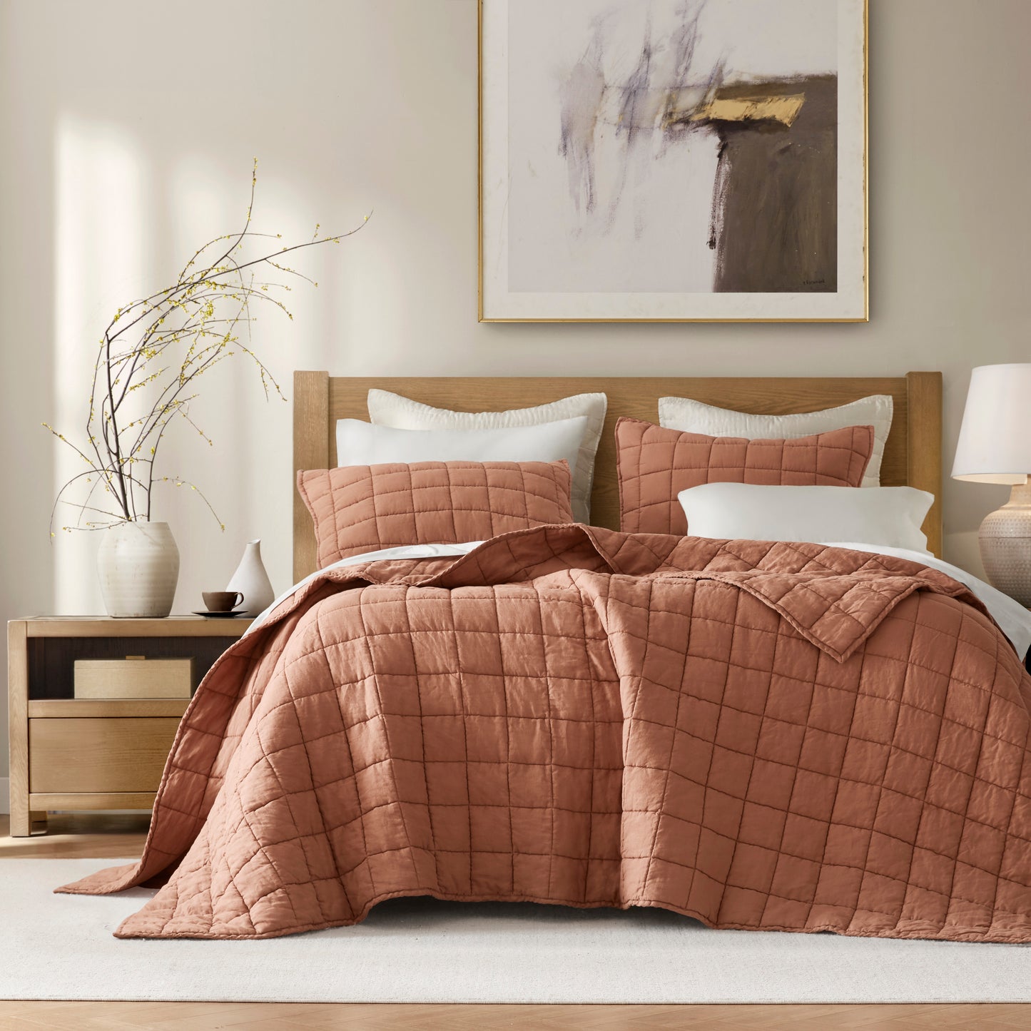 French Flax Linen Garment Washed Quilt Set