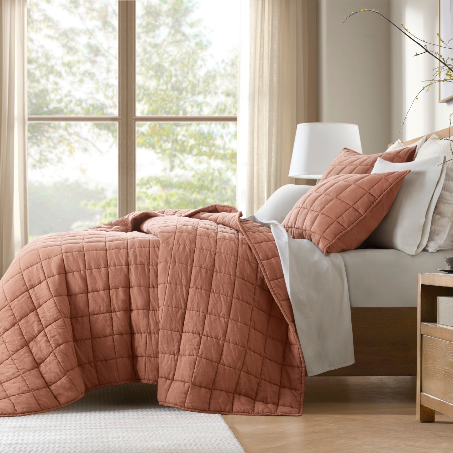 French Flax Linen Garment Washed Quilt Set