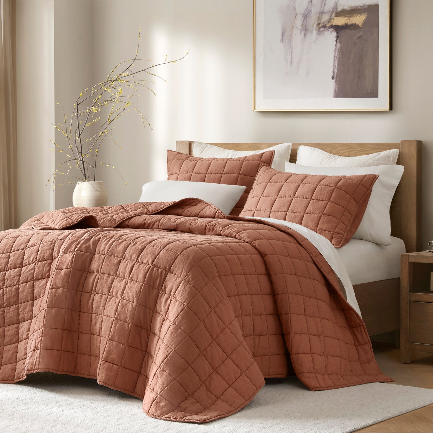 French Flax Linen Garment Washed Quilt Set