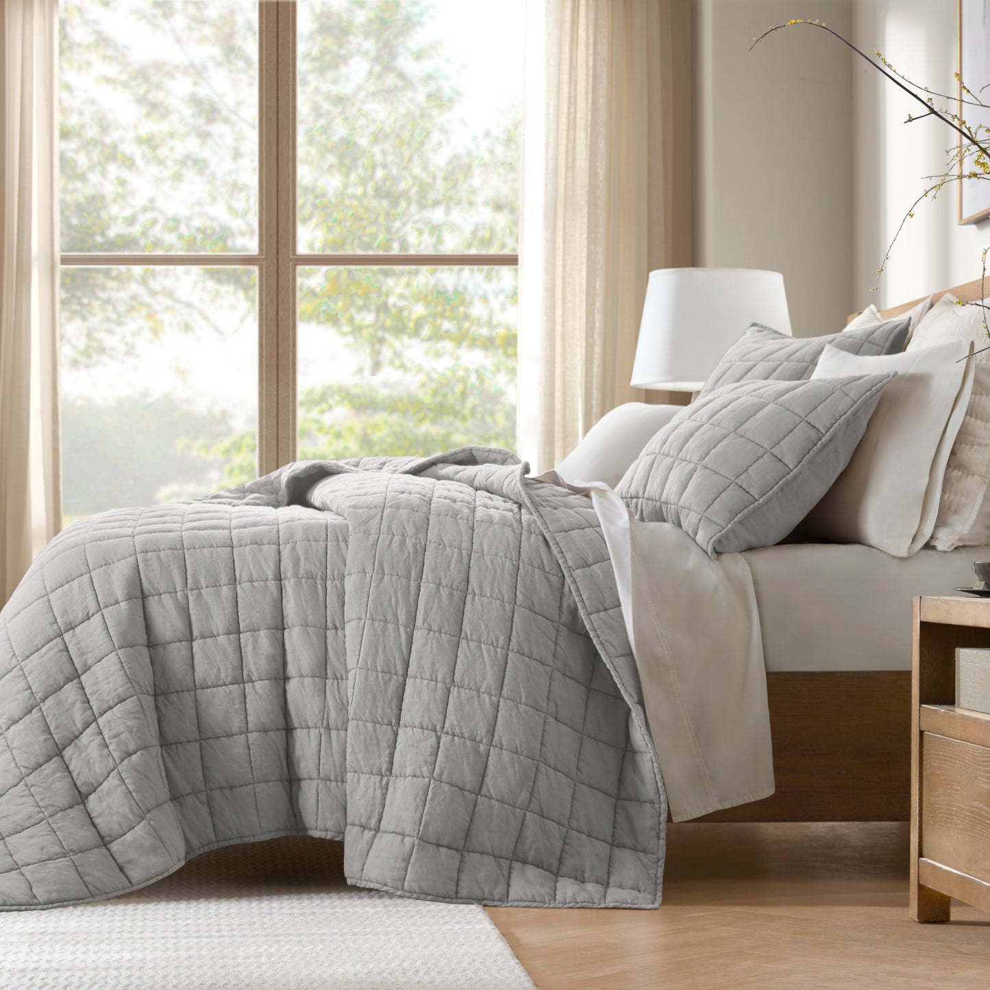 French Flax Linen Garment Washed Quilt Set