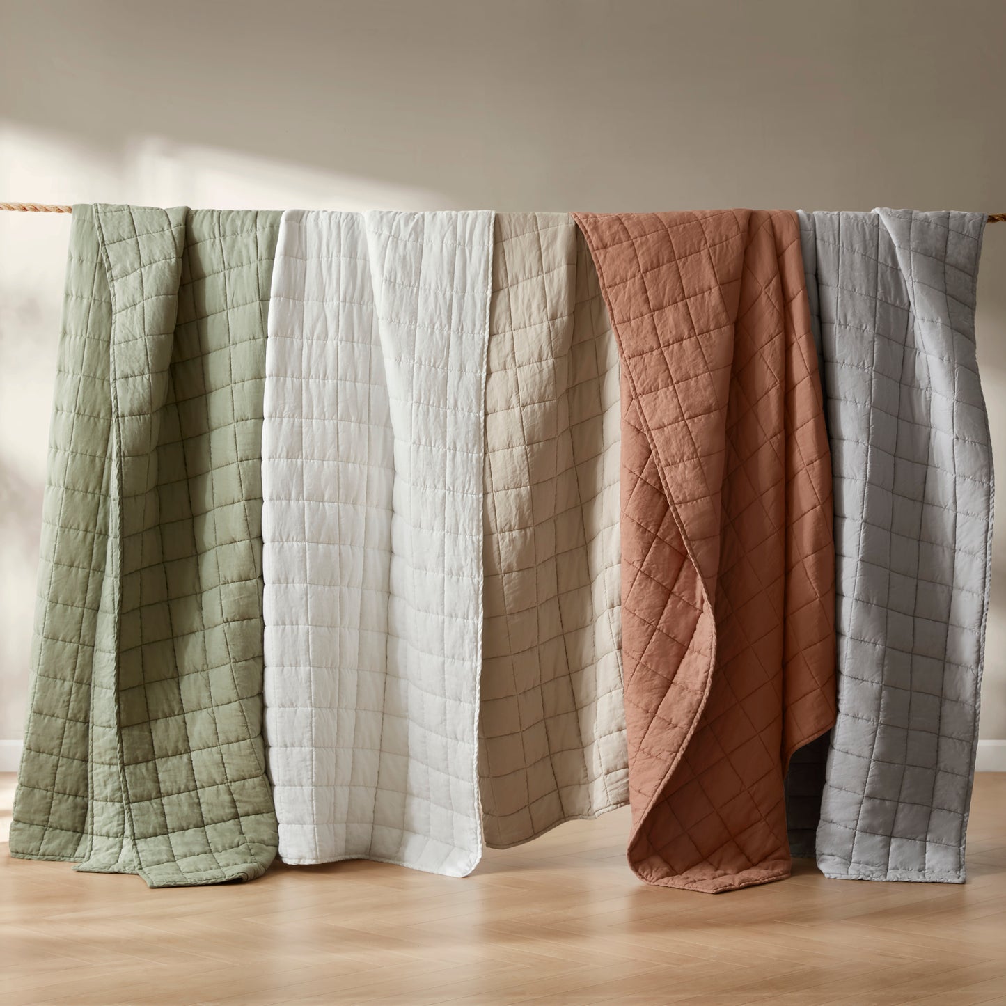 French Flax Linen Garment Washed Quilt Set