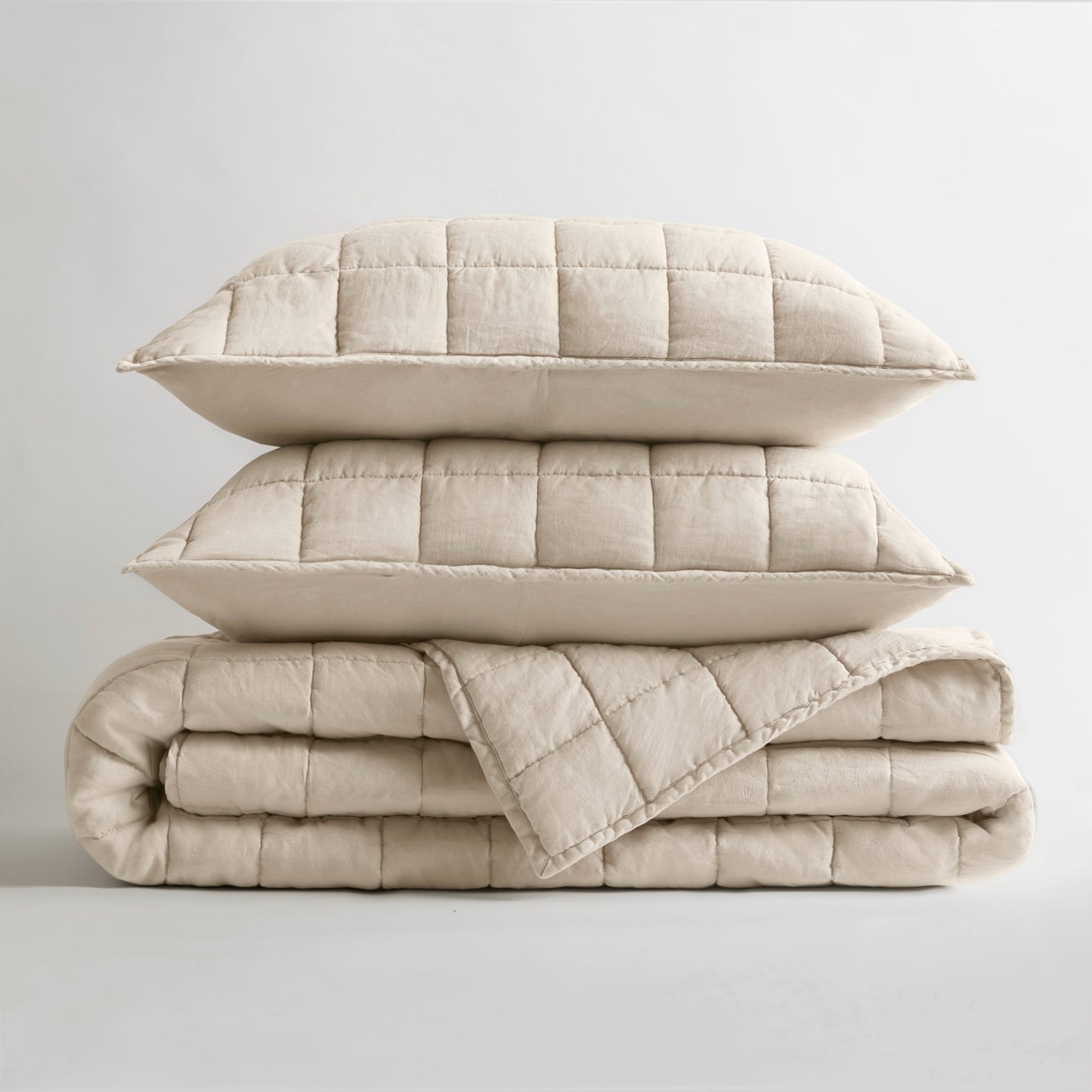 French Flax Linen Garment Washed Quilt Set