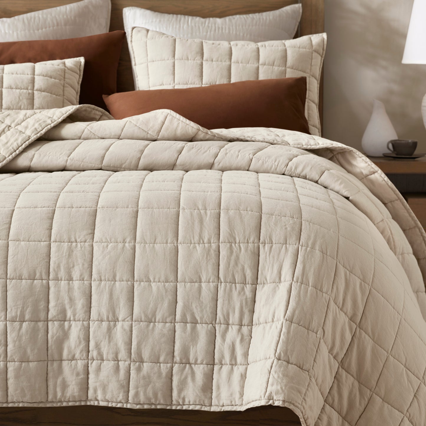 French Flax Linen Garment Washed Quilt Set