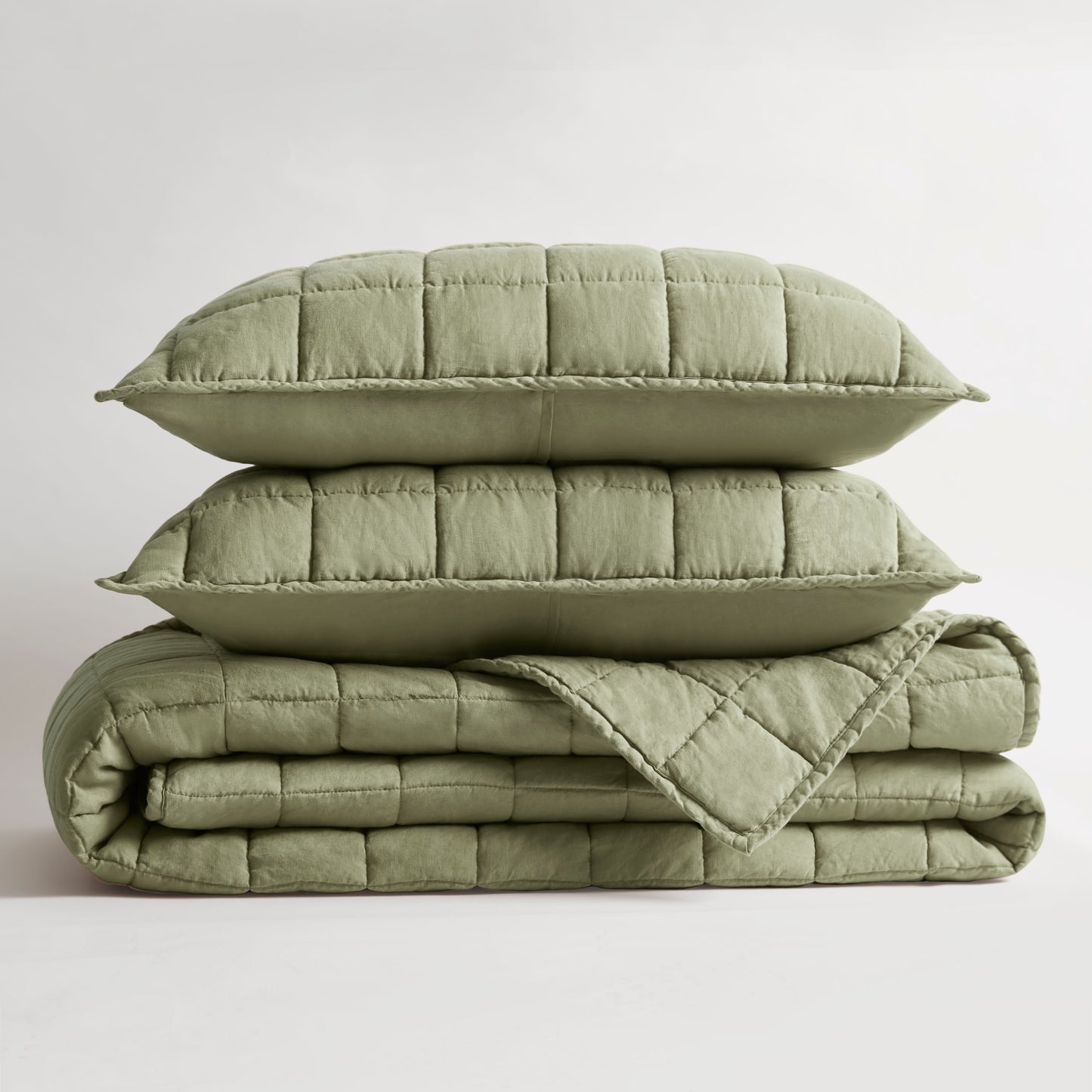 French Flax Linen Garment Washed Quilt Set