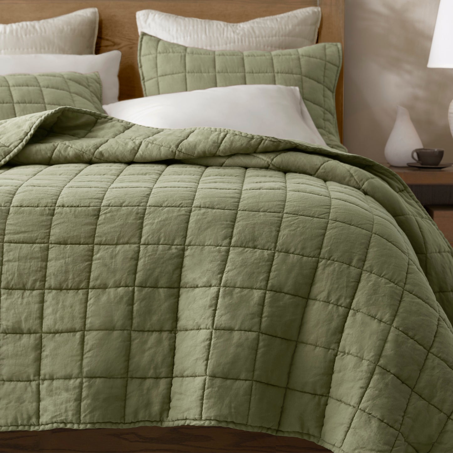 French Flax Linen Garment Washed Quilt Set