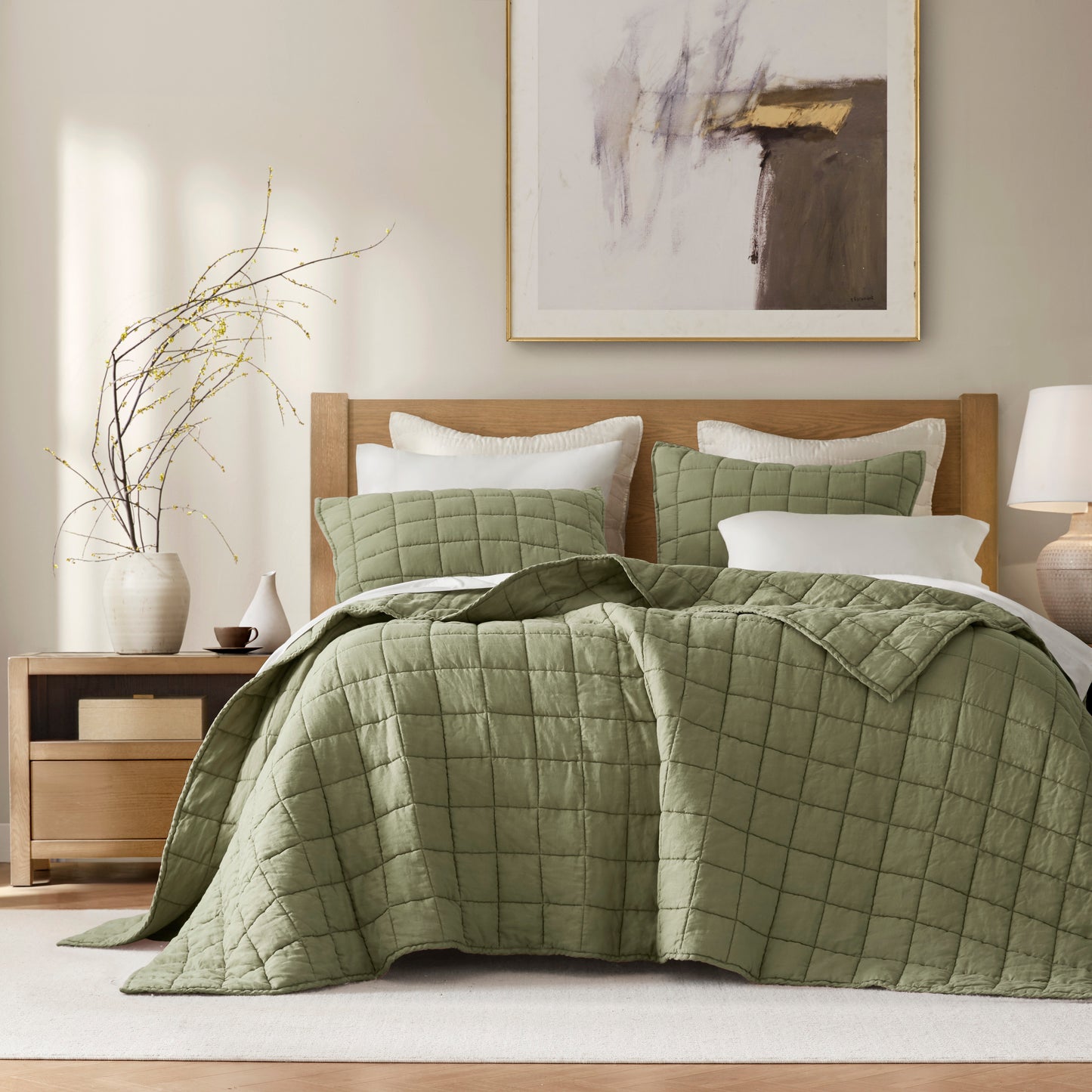 French Flax Linen Garment Washed Quilt Set