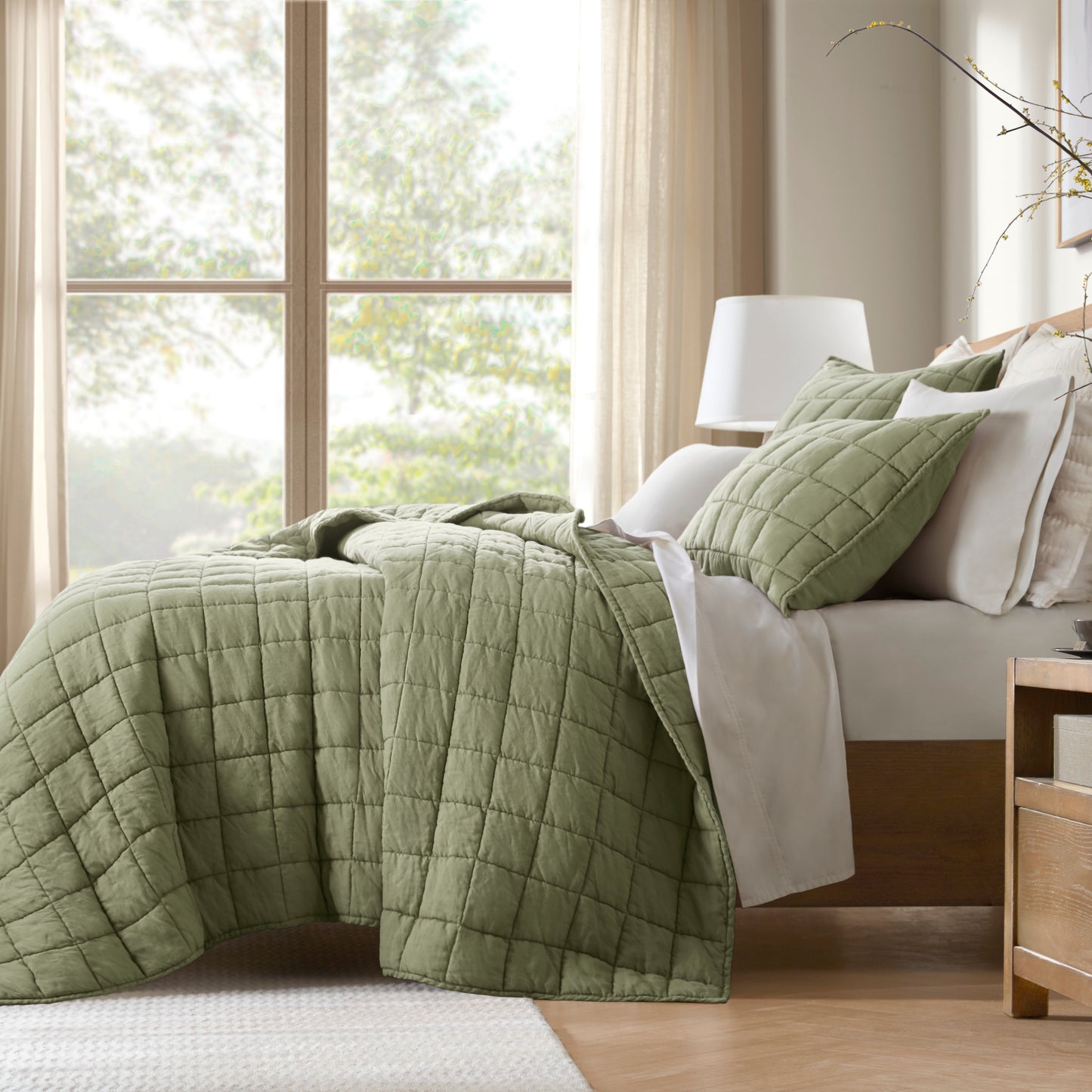 French Flax Linen Garment Washed Quilt Set