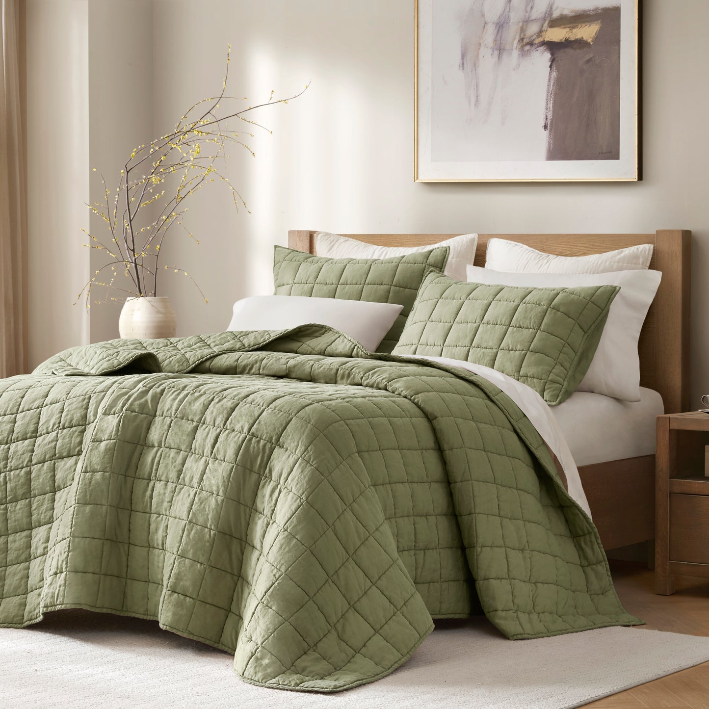 French Flax Linen Garment Washed Quilt Set