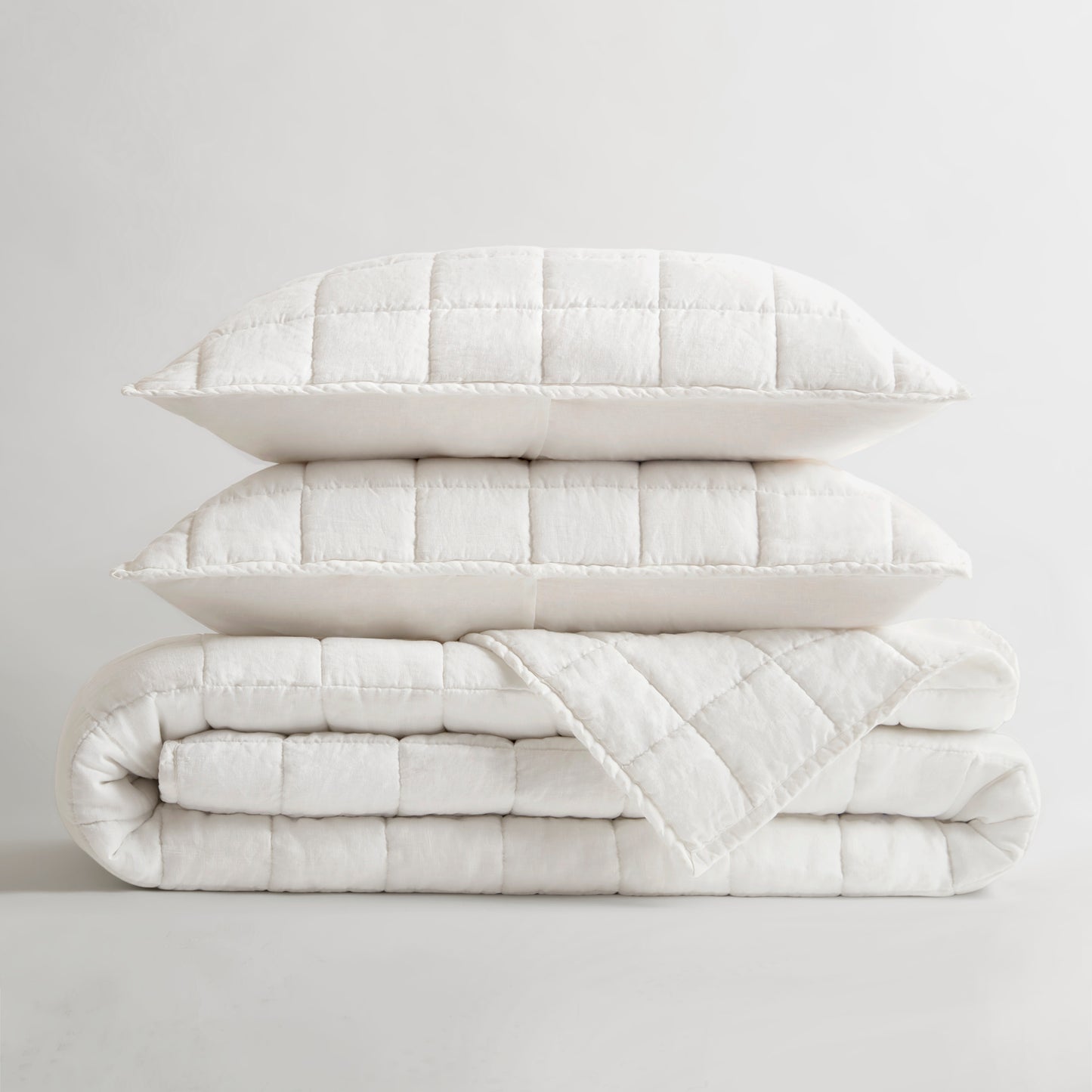 French Flax Linen Garment Washed Quilt Set