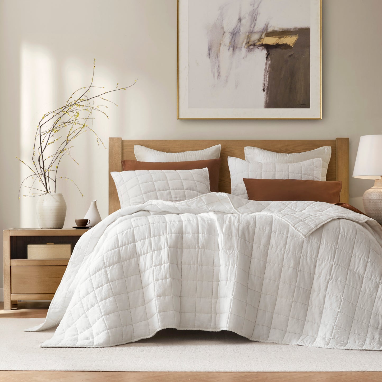 French Flax Linen Garment Washed Quilt Set