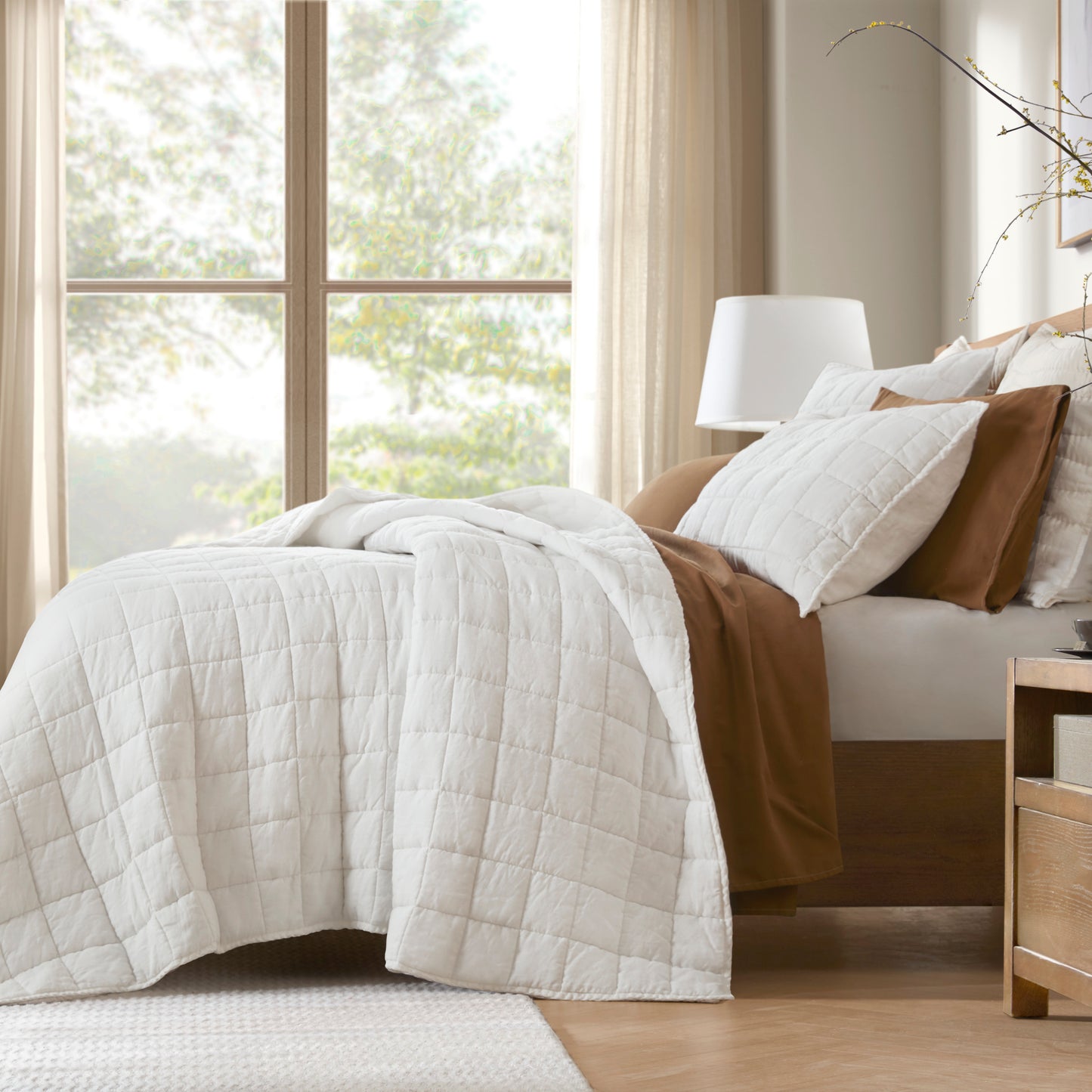 French Flax Linen Garment Washed Quilt Set