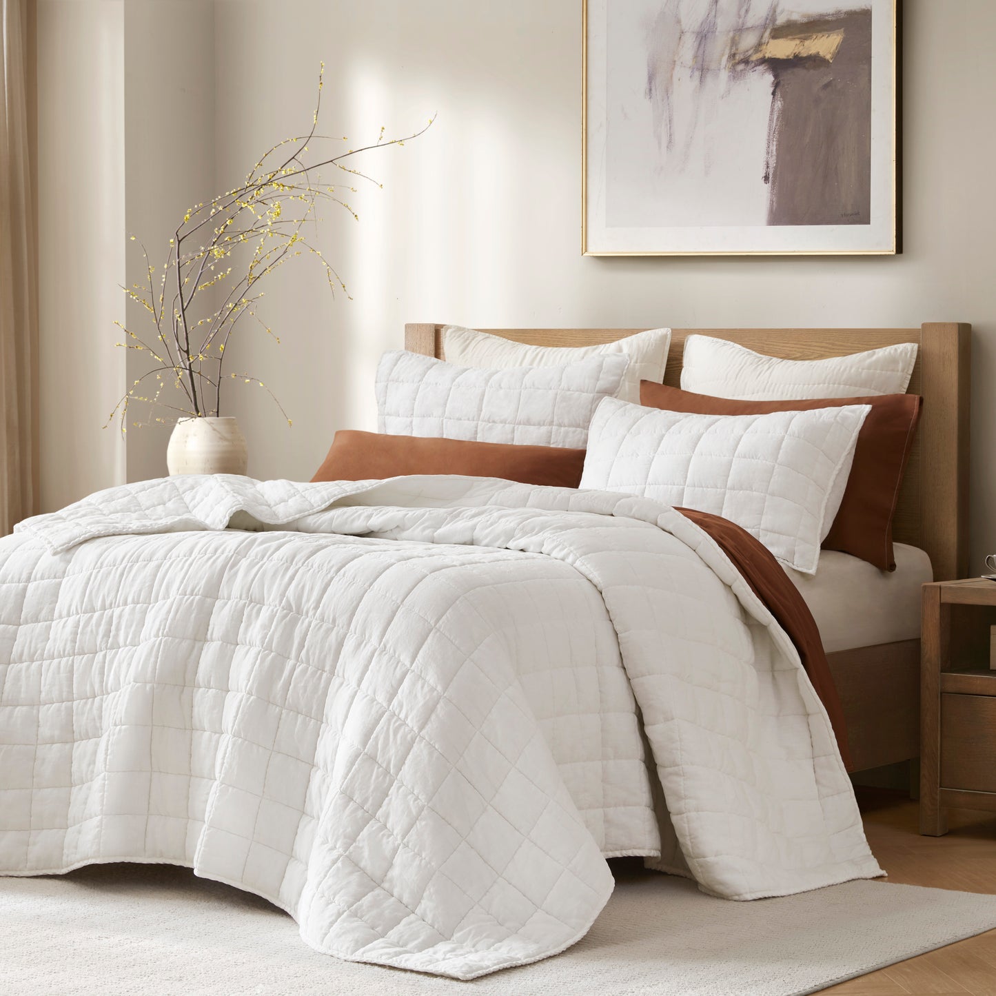 French Flax Linen Garment Washed Quilt Set