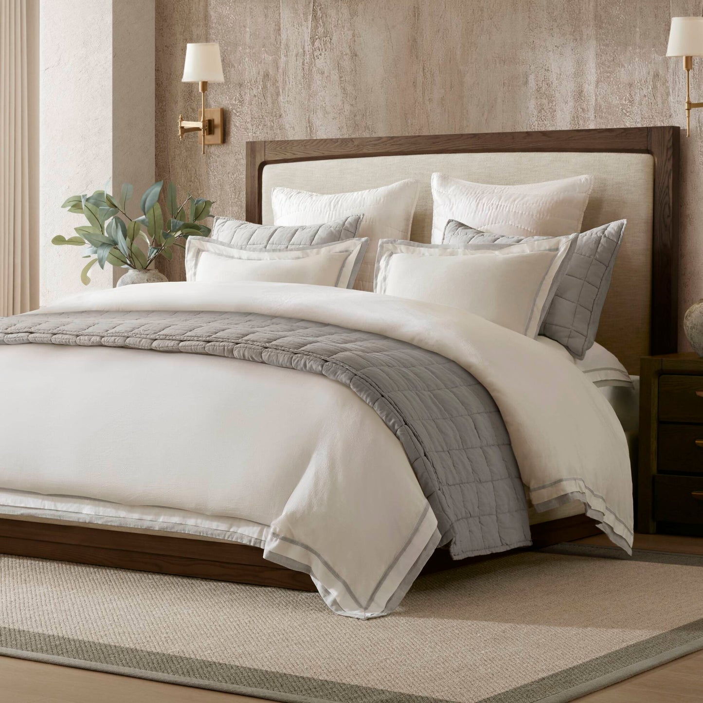 Linen Blend Double Flange Duvet Cover Set