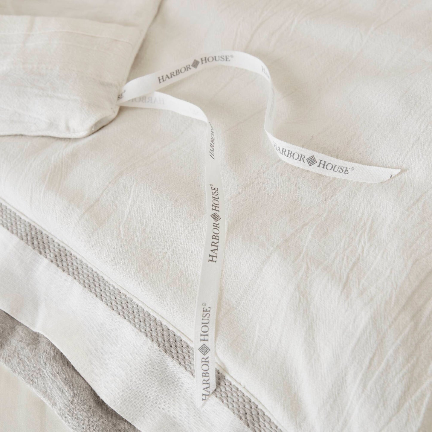 Linen Blend Double Flange Duvet Cover Set