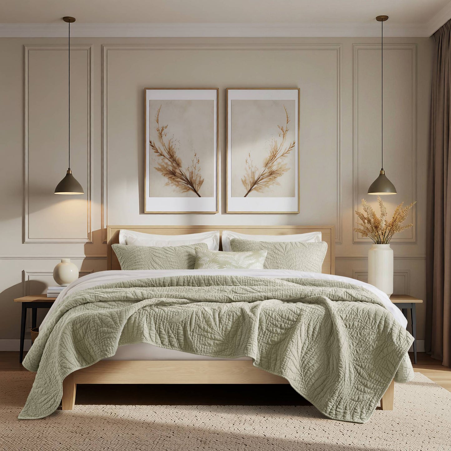 Botanical Leaves  Quilt Set