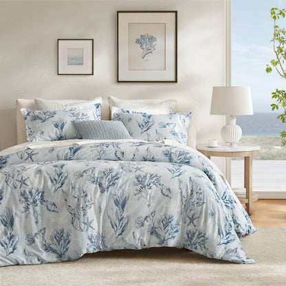 Paros Coral Reef 100% Cotton Sateen Duvet Cover Set