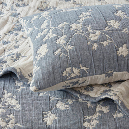 Catalina Botanical 3 Piece Jacquard Cotton Gauze Quilt Set