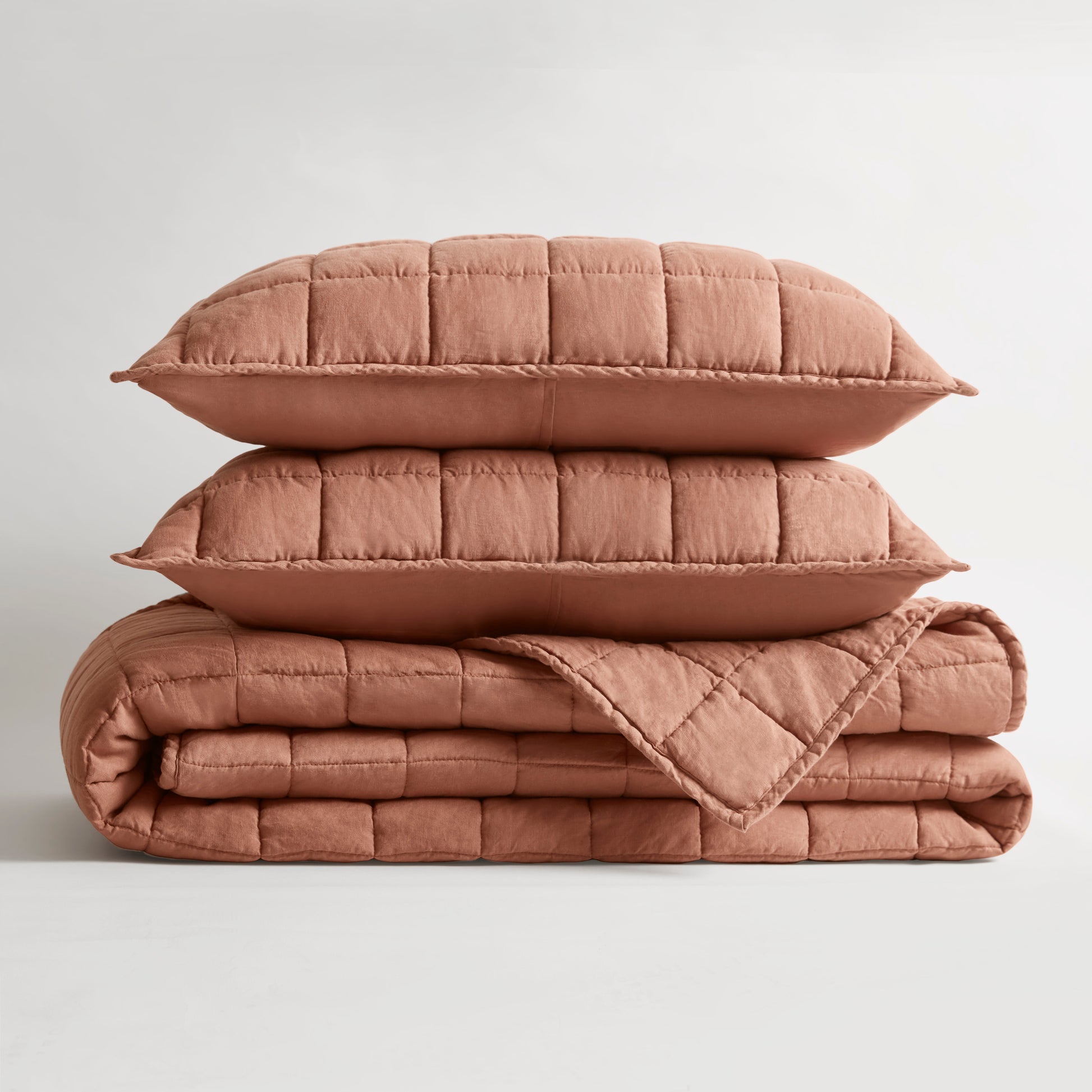 French Flax Linen Garment Washed Quilt Set