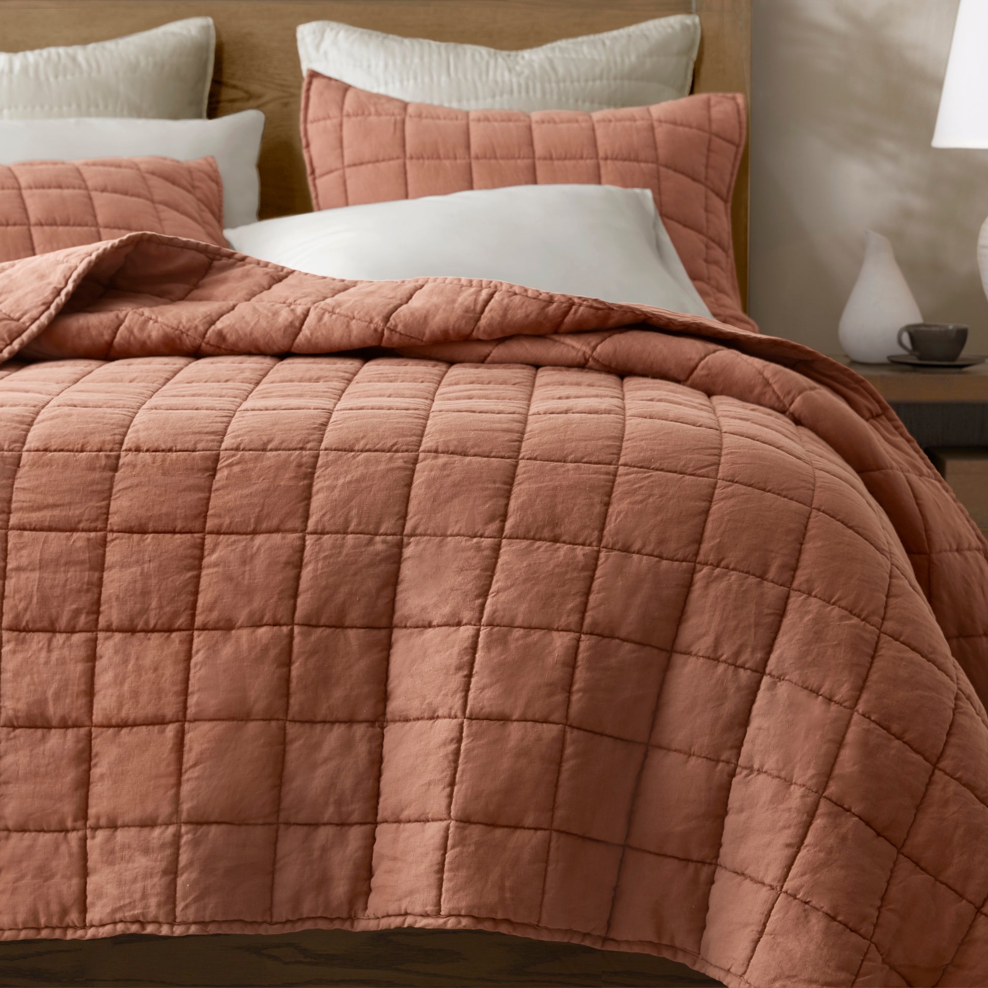 French Flax Linen Garment Washed Quilt Set