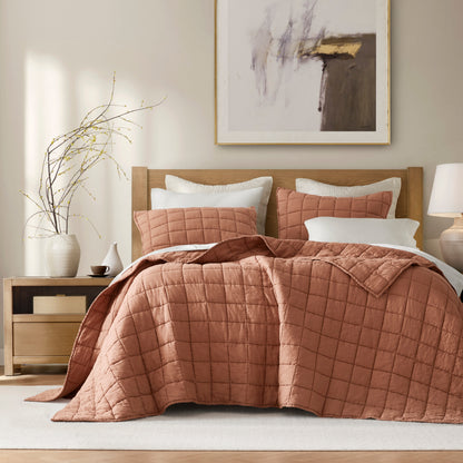 French Flax Linen Garment Washed Quilt Set