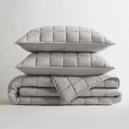 French Flax Linen Garment Washed Quilt Set