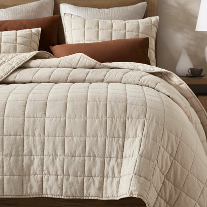 French Flax Linen Garment Washed Quilt Set