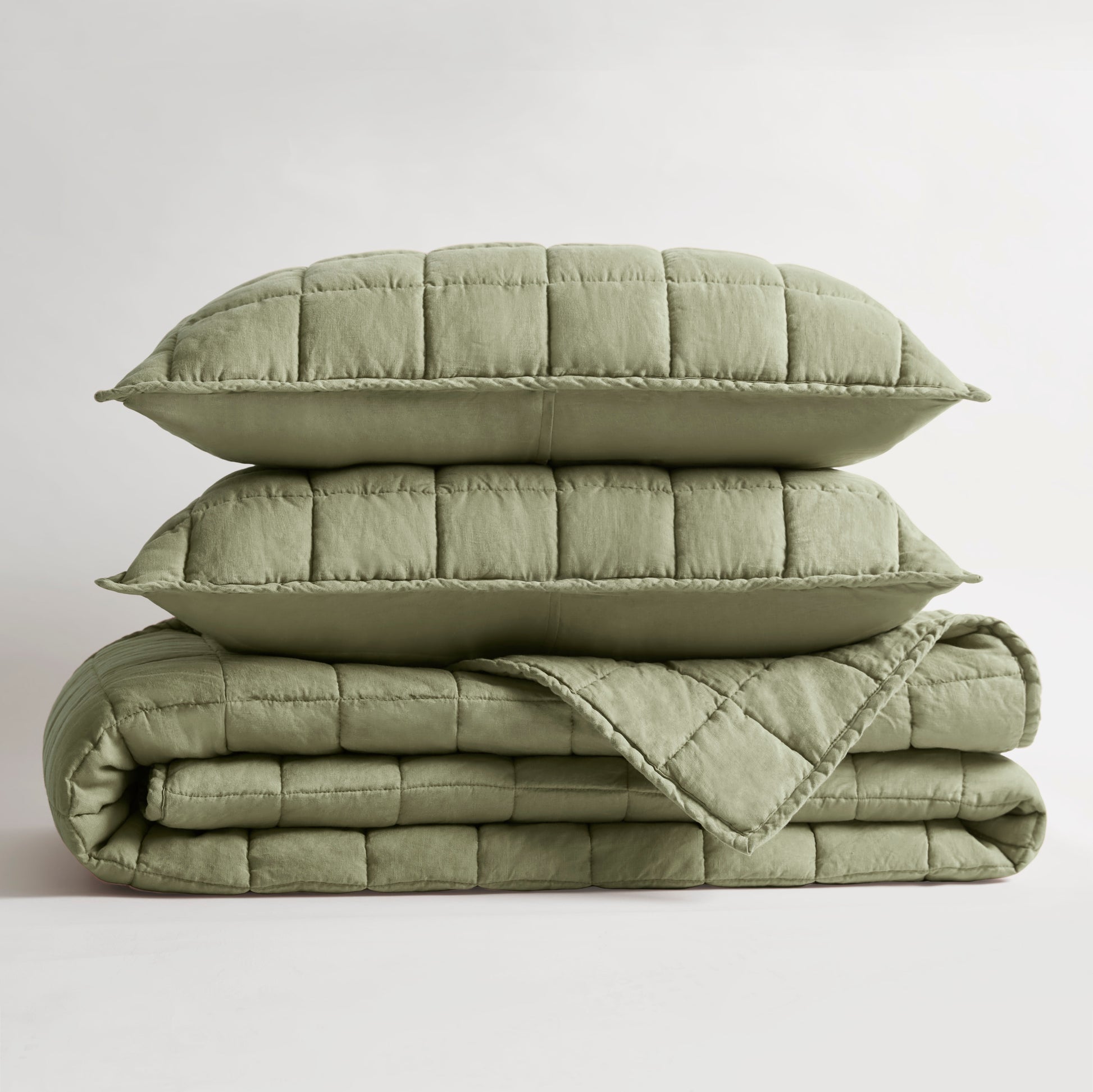 French Flax Linen Garment Washed Quilt Set