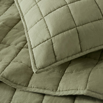 French Flax Linen Garment Washed Quilt Set