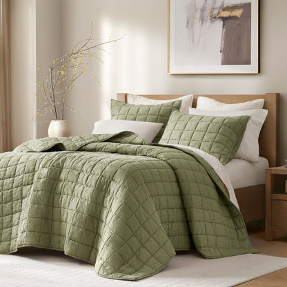 French Flax Linen Garment Washed Quilt Set