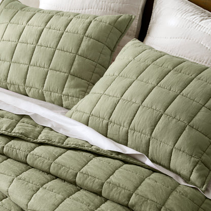French Flax Linen Garment Washed Quilt Set