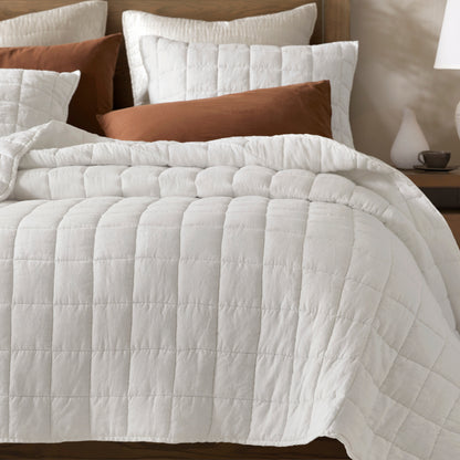 French Flax Linen Garment Washed Quilt Set