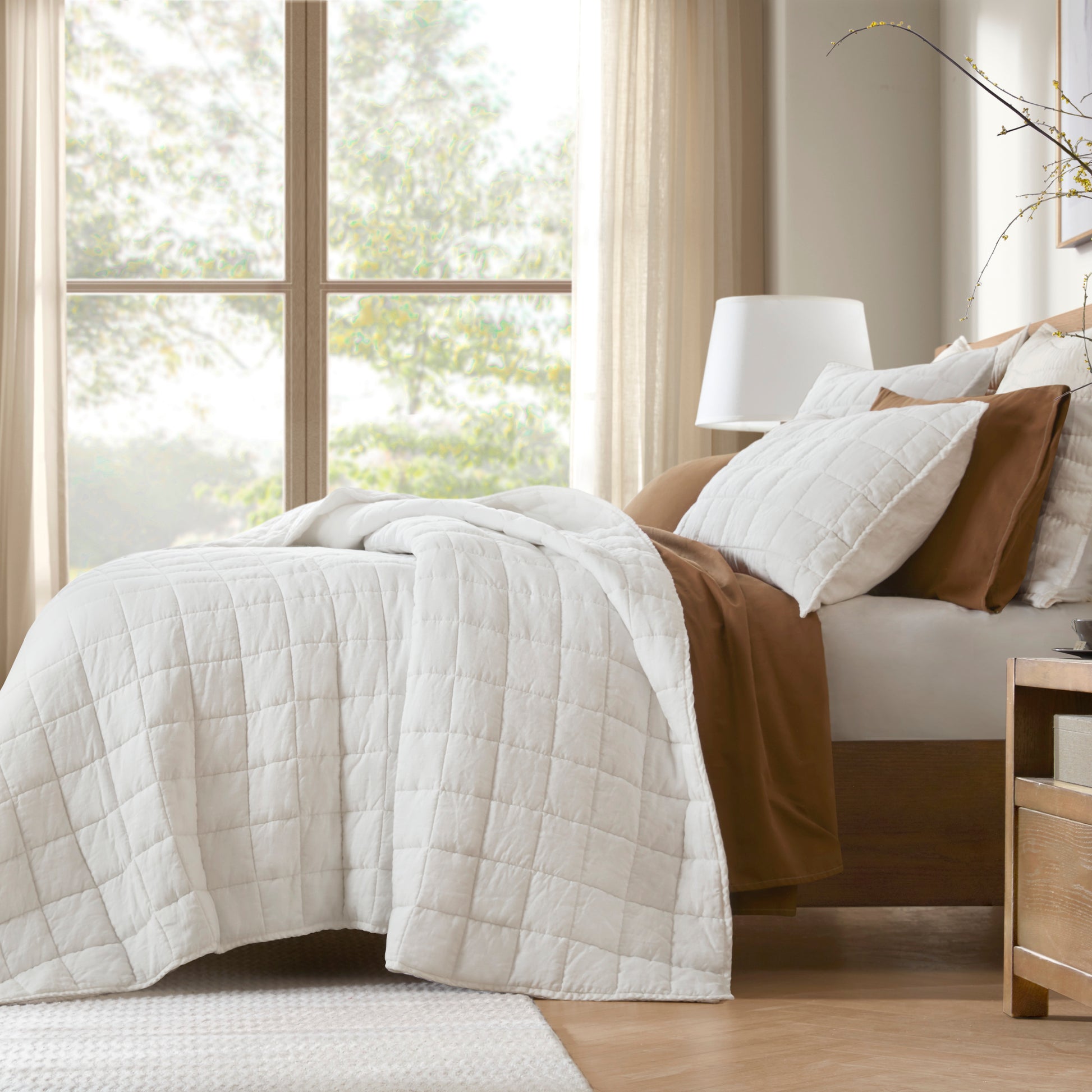 French Flax Linen Garment Washed Quilt Set