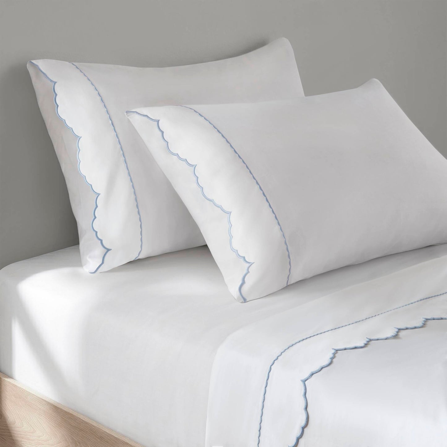Brielle Scalloped Edge 4 Piece Cotton Sheet Set