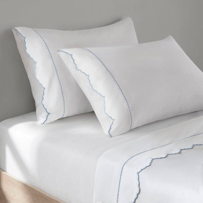 Brielle Scalloped Edge 4 Piece Cotton Sheet Set