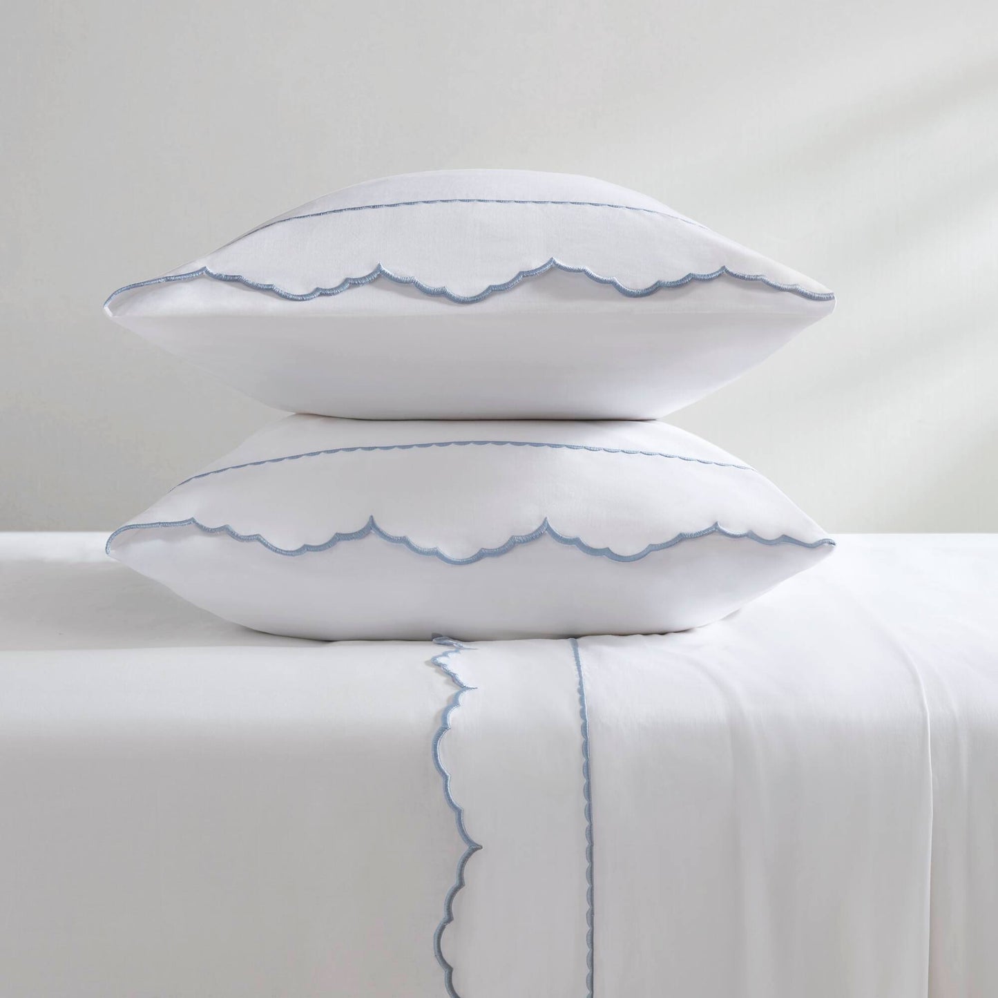 Brielle Scalloped Edge 4 Piece Cotton Sheet Set