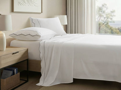 Brielle Scalloped Edge 4 Piece Cotton Sheet Set