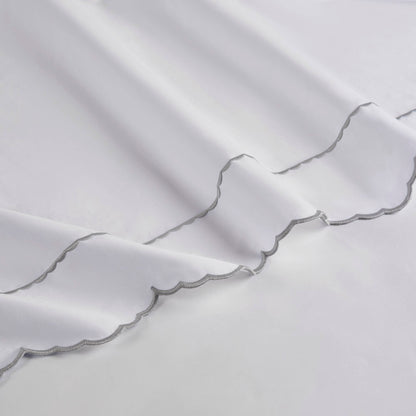 Brielle Scalloped Edge 4 Piece Cotton Sheet Set