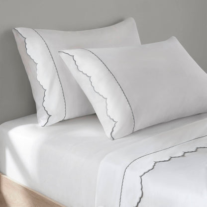 Brielle Scalloped Edge 4 Piece Cotton Sheet Set