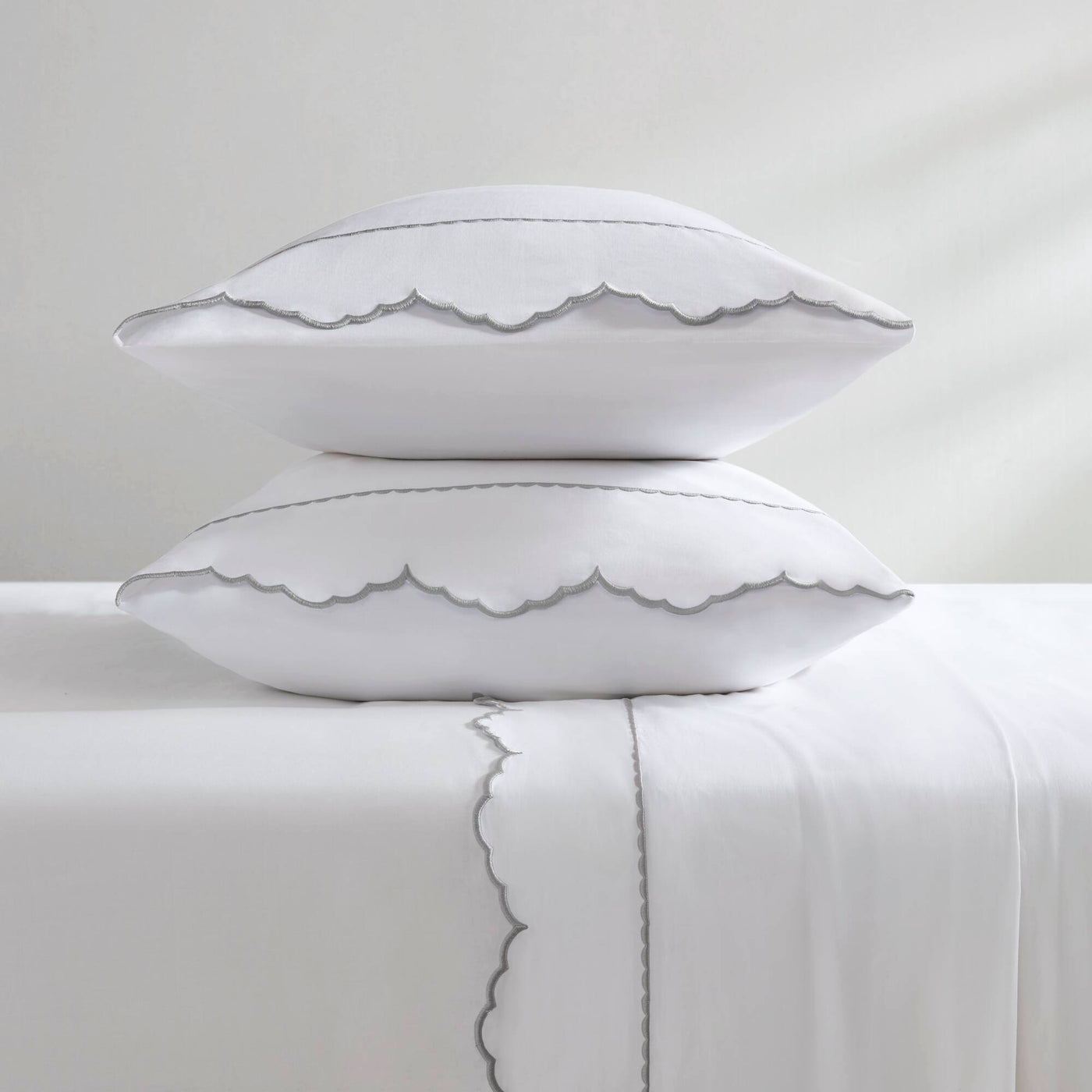 Brielle Scalloped Edge 4 Piece Cotton Sheet Set
