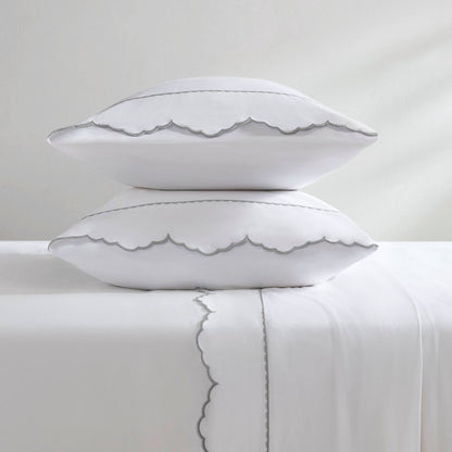 Brielle Scalloped Edge 4 Piece Cotton Sheet Set