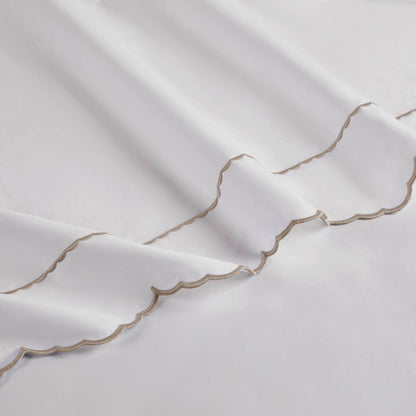 Brielle Scalloped Edge 4 Piece Cotton Sheet Set