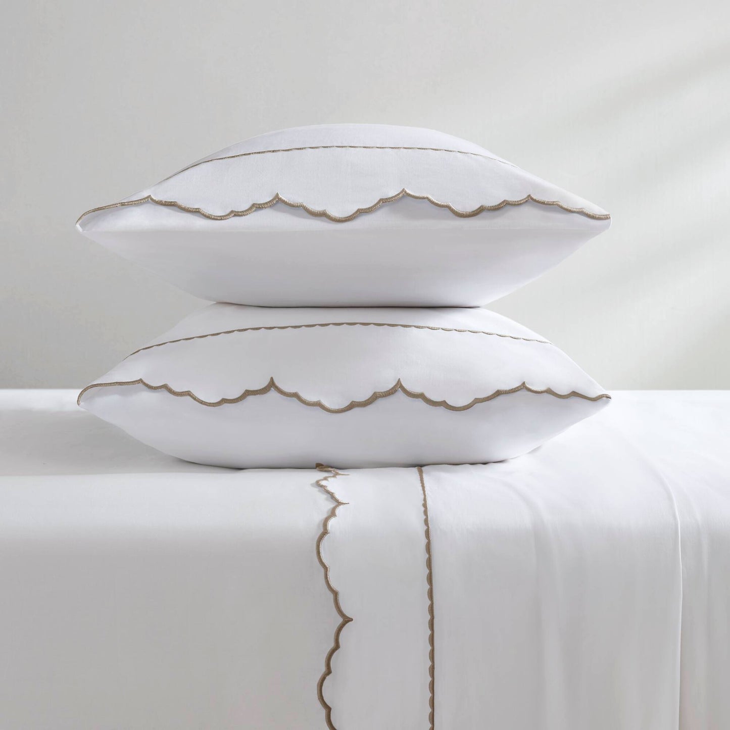 Brielle Scalloped Edge 4 Piece Cotton Sheet Set