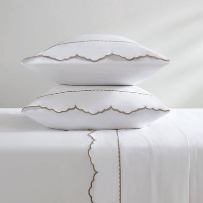 Brielle Scalloped Edge 4 Piece Cotton Sheet Set