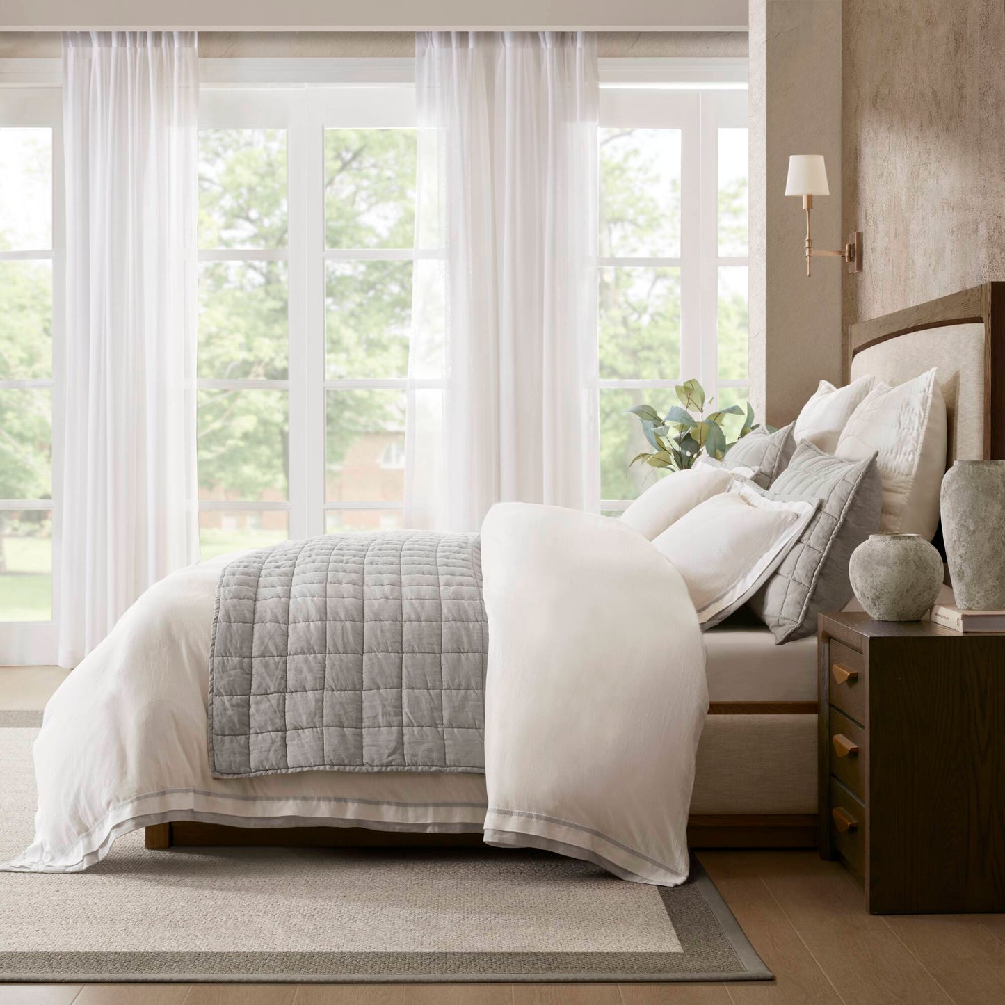 Linen Blend Double Flange Duvet Cover Set