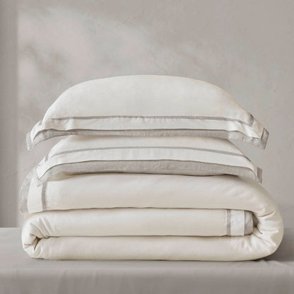 Linen Blend Double Flange Duvet Cover Set