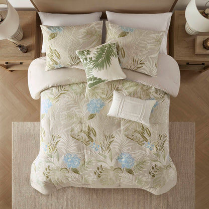 Kiawah Island 6-Piece Oversized Cotton Comforter Set with Throw Pillow