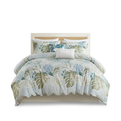Kiawah Island 5-Piece Cotton Duvet Cover Set with Throw Pillow