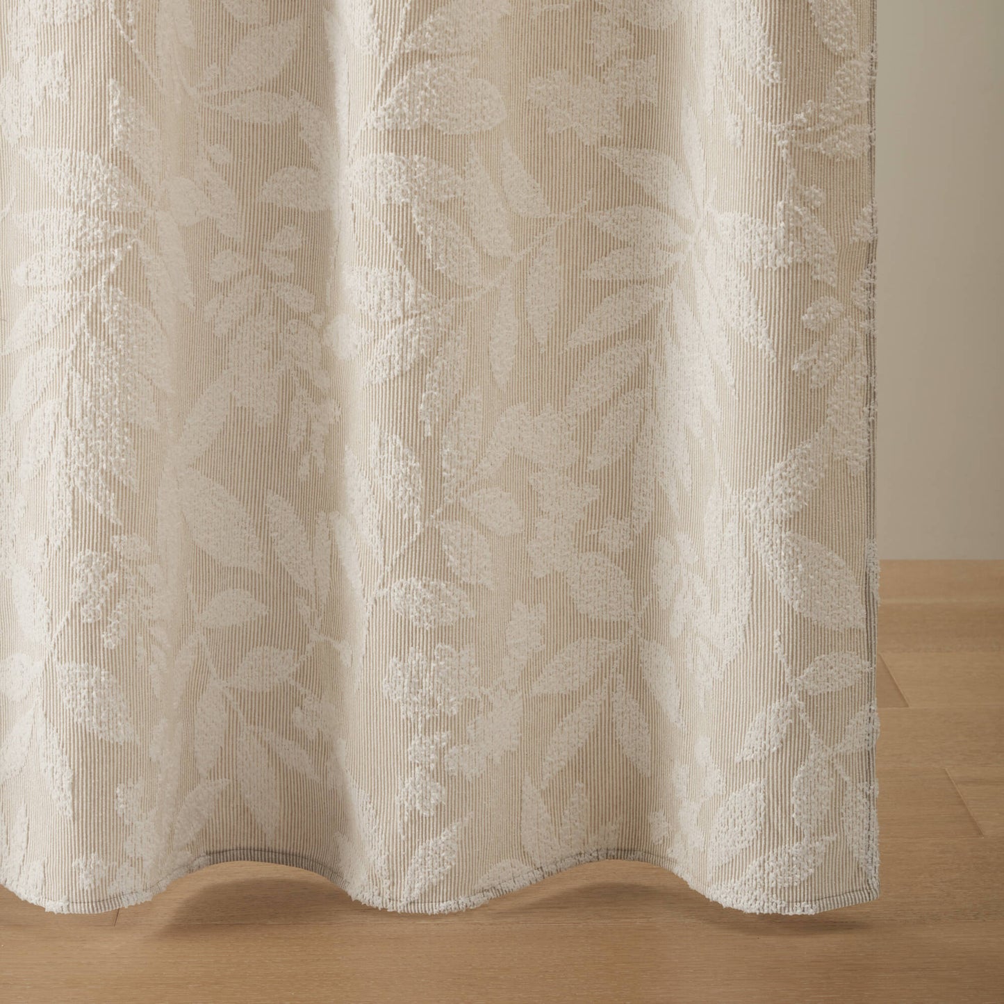 Solace Leaf Cotton Blend Botanical Jacquard Shower Curtain
