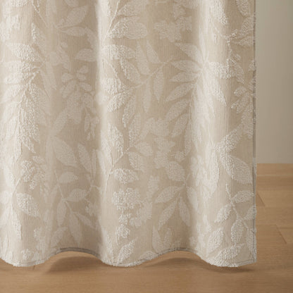Solace Leaf Cotton Blend Botanical Jacquard Shower Curtain